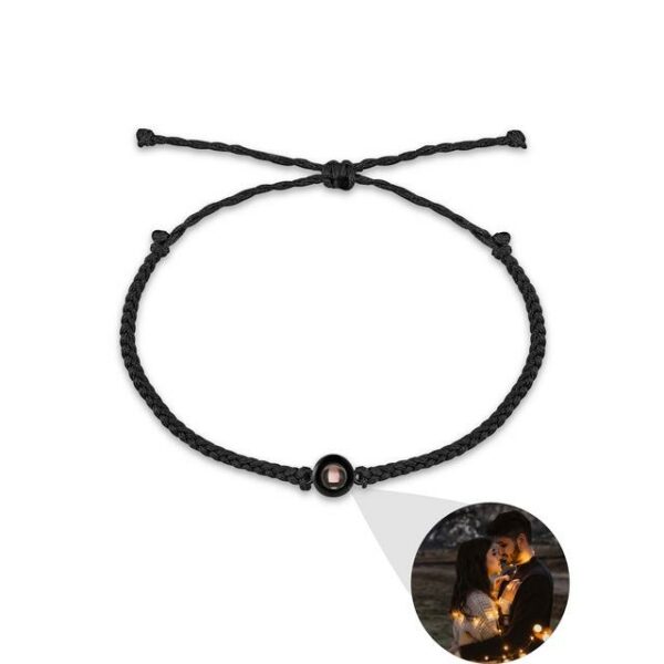 fotó kivetítős karkötő választható színben fekete kötél fekete medál